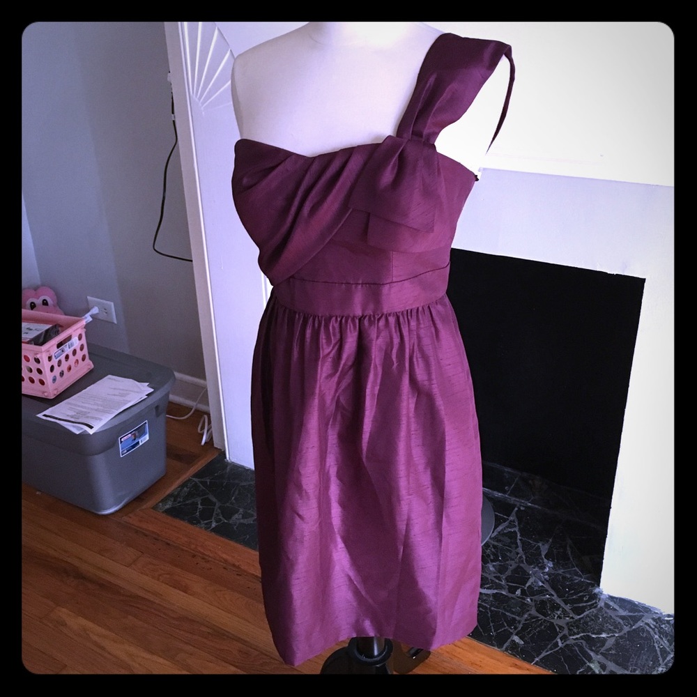 Jenny Yoo plum one shoulder dress